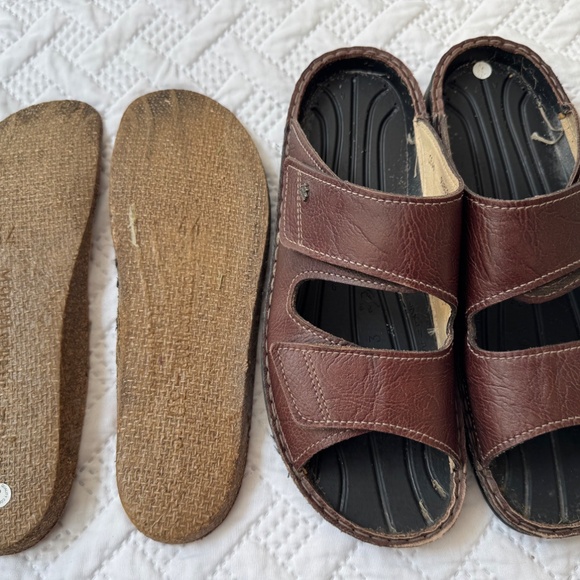 Finn Comfort Brown Leather Double Velcro Orthopaedic Sandals Size 44 Men 10.5